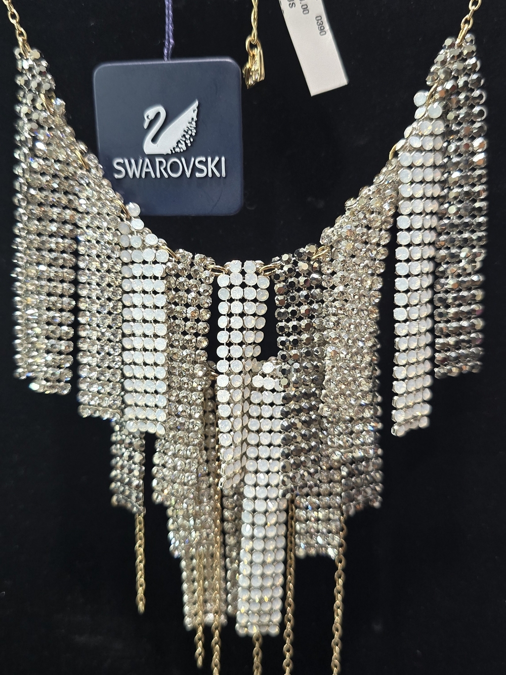 Swarovski Gold Crystal Fringe Statement Necklace - Gold